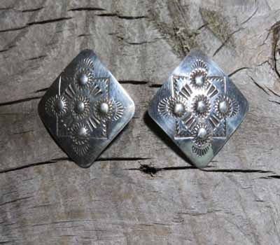 Native American Sterling Repousse Earrings
